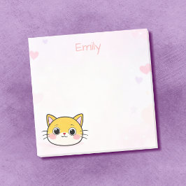 Bloco De Notas Notas Adesivas de Gato Fofo com Nome Personalizado
