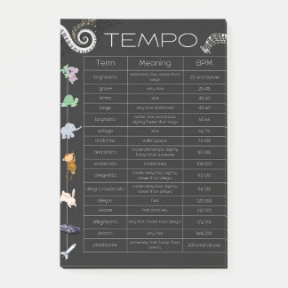 Bloco De Notas Notas adesivas de gráfico de tempo musical