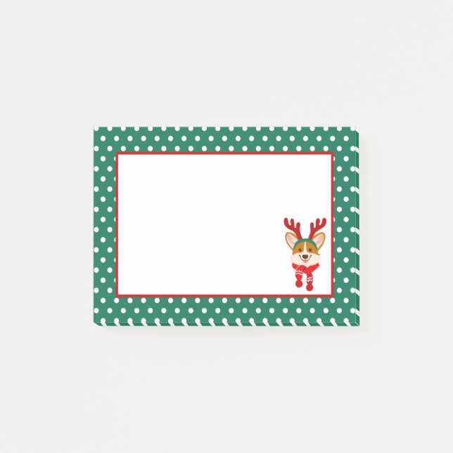 Bloco De Notas Notas Adesivas de Natal Corgi (Frente)