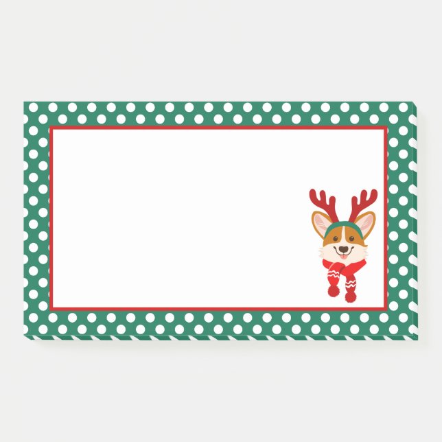 Bloco De Notas Notas Adesivas de Natal Corgi Cachorro (Frente)