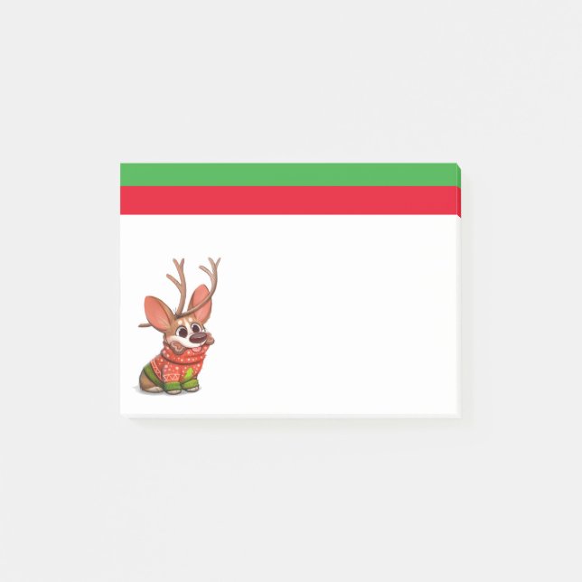 Bloco De Notas Notas Adesivas de Natal do Cão Corgi (Frente)