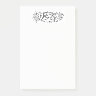 Bloco De Notas Notas adesivas decorativas recém-casadas