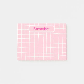 Bloco De Notas Notas adesivas do lembrete de grade rosa