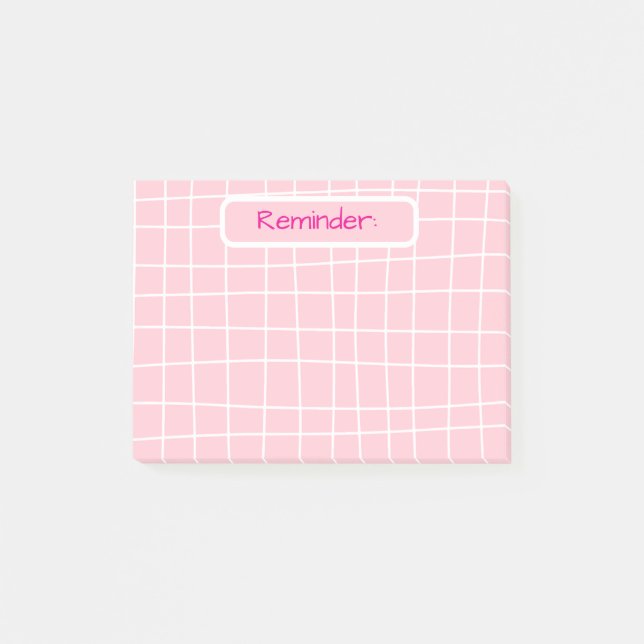 Bloco De Notas Notas adesivas do lembrete de grade rosa (Frente)