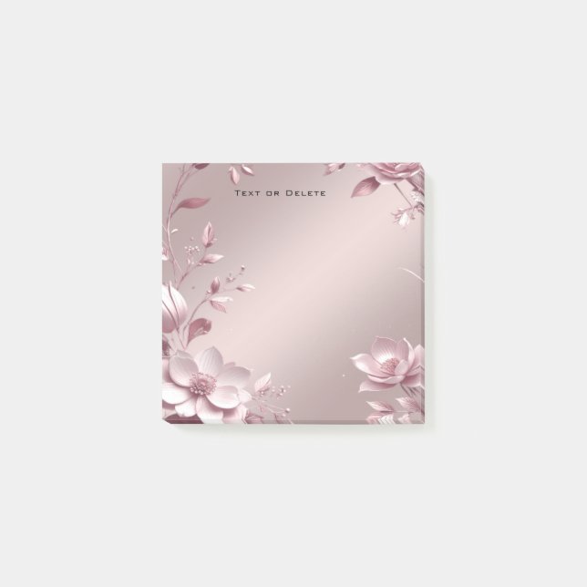 Bloco De Notas Notas Adesivas Florais Rosa Delicado (Frente)