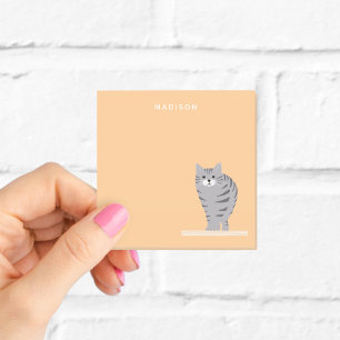 Bloco De Notas Notas Adesivas Laranja de Gato Tabby Personalizada