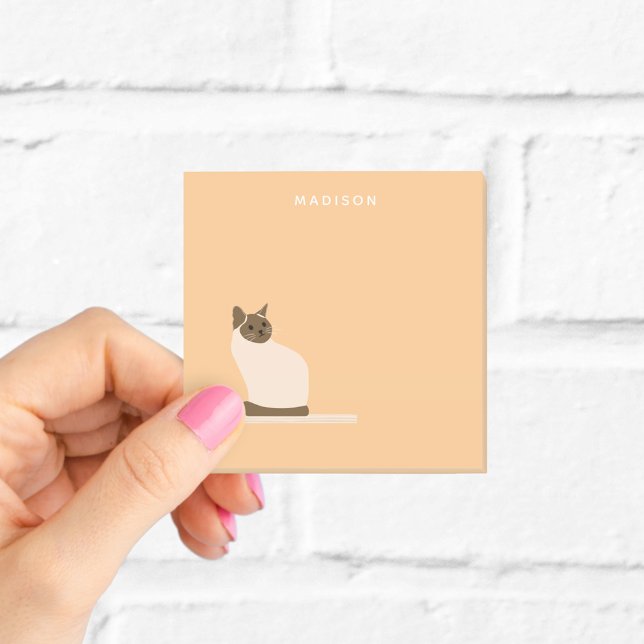 Bloco De Notas Notas Adesivas Laranja Personalizadas de Gato Siam (Criador carregado)