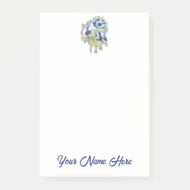 Bloco De Notas Notas Adesivas Personalizadas com Gráfico Floral (Frente)