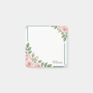 Bloco De Notas Notas Adesivas Personalizadas de Aquarela Floral R