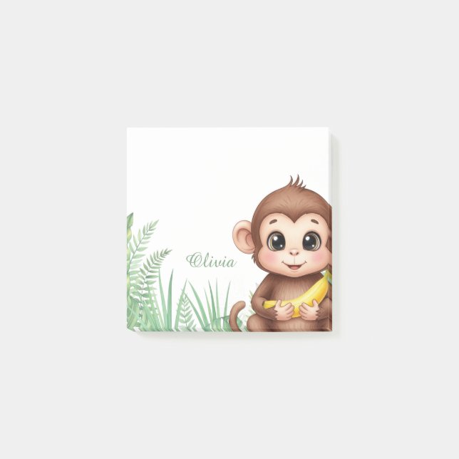Bloco De Notas Notas Adesivas Personalizadas de Safari de Macaco (Frente)