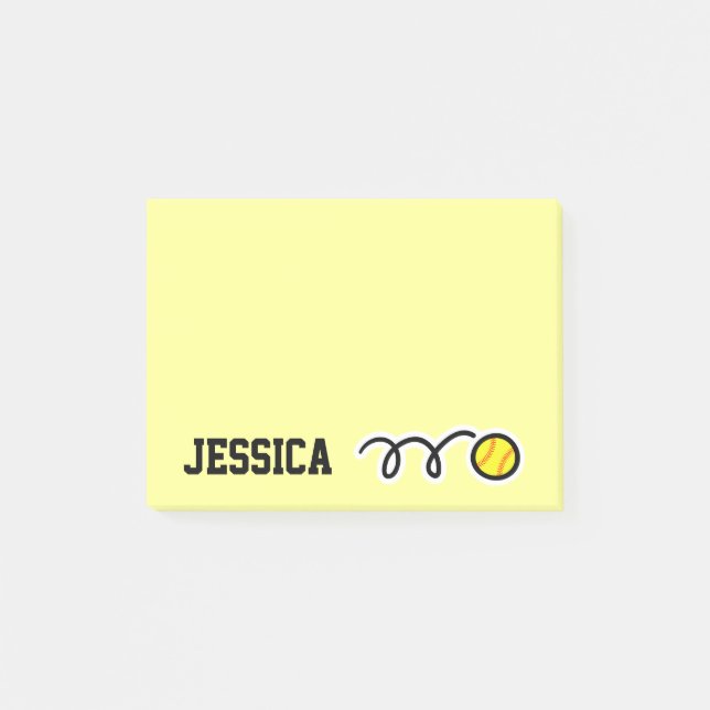 Bloco De Notas Notas adesivas personalizadas de softball Post-it® (Frente)
