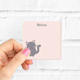 Bloco De Notas Notas Adesivas Rosa Gato Cinza Sonolento