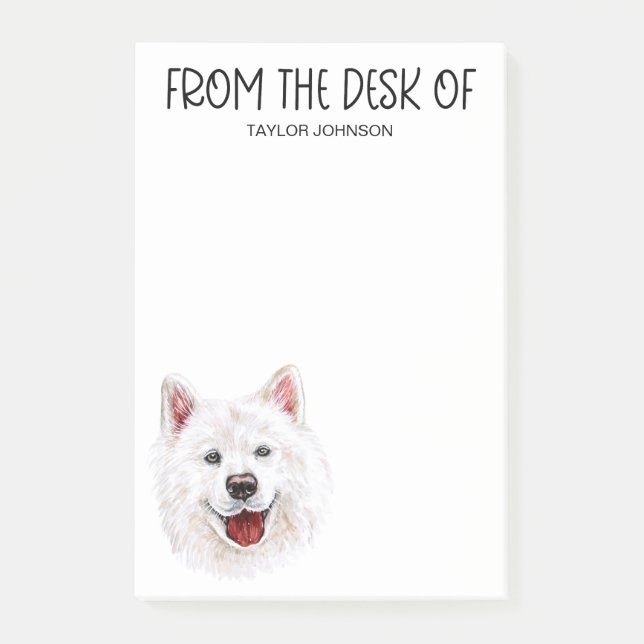 Bloco De Notas Notas Adhesivas Amante de Samoyed (Frente)