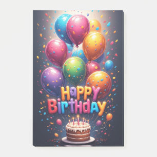 Bloco De Notas Notas Adhesivas Bolo de Aniversário Feliz