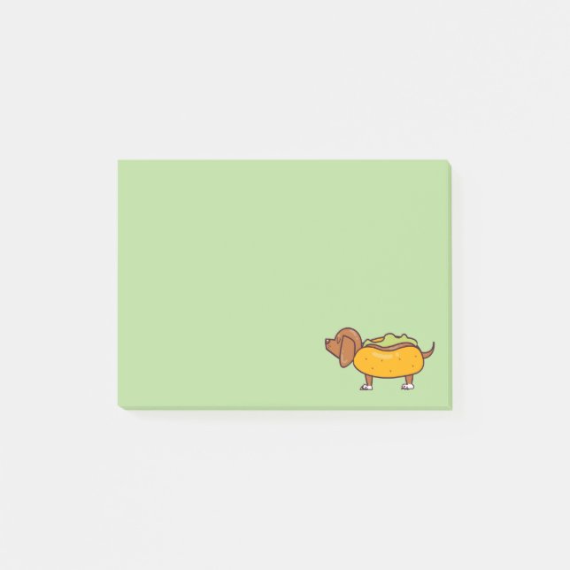 Bloco De Notas Notas Adhesivas de Dachshund Cachorro-Quente (Frente)