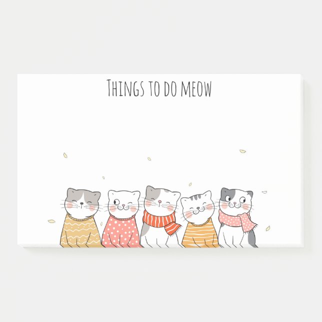 Bloco De Notas Notas Adhesivas de Gatos Fofos (Frente)