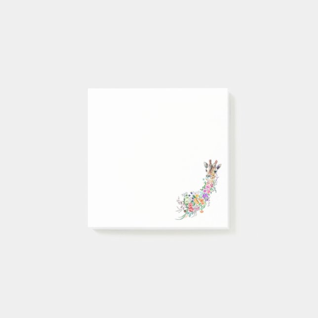 Bloco De Notas Notas Adhesivas de Girafa Flores (Frente)
