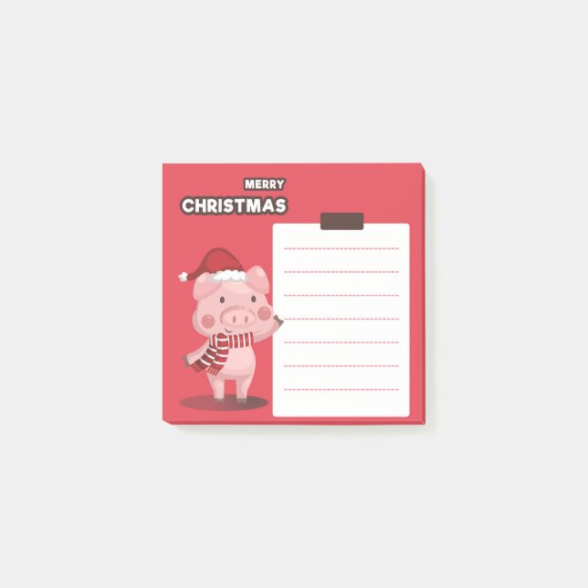 Bloco De Notas Notas Adhesivas de Porco de Natal (Frente)