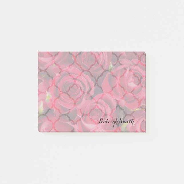 Bloco De Notas Notas Adhesivas de Rosas Vermelhas Personalizadas (Frente)