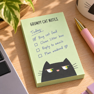 Bloco De Notas Notas Adhesivas do Gato Mal-Humorado Divertido Fof