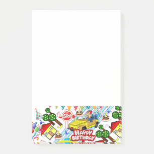 Bloco De Notas Notas Adhesivas Feliz Aniversário Carros