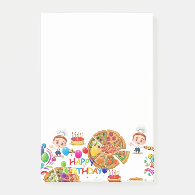 Bloco De Notas Notas Adhesivas Feliz Aniversário Pizza (Frente)