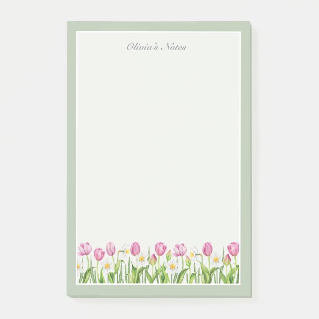 Bloco De Notas Notas Adhesivas Florais de Primavera Narcisos Tuli (Frente)