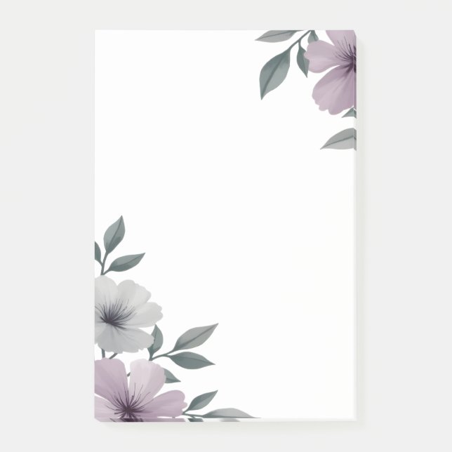 Bloco De Notas Notas Adhesivas Florais Grandes (Frente)