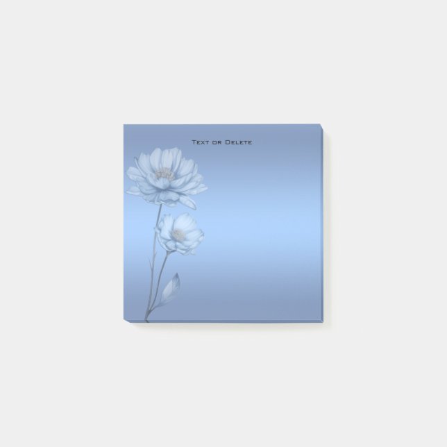 Bloco De Notas Notas Adhesivas Flores Aquarela Azul (Frente)