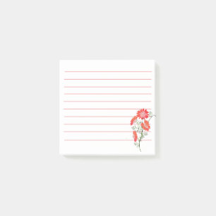 Bloco De Notas Notas Adhesivas Flores Laranja