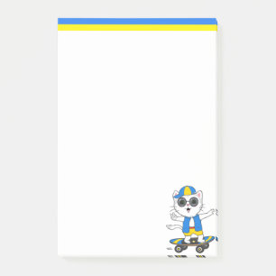 Bloco De Notas Notas Adhesivas Gatinho Patinador Fofo