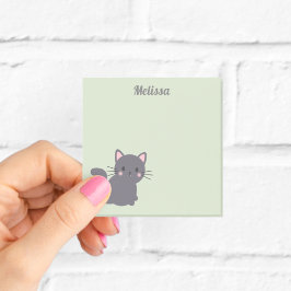 Bloco De Notas Notas Adhesivas Kawaii Gato Cinza Sage