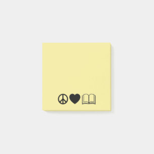 Bloco De Notas Notas Adhesivas Paz, Amor & Livros