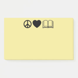 Bloco De Notas Notas Adhesivas Paz, Amor & Livros