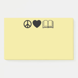 Bloco De Notas Notas Adhesivas Paz, Amor & Livros