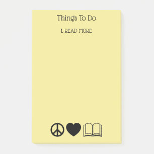 Bloco De Notas Notas Adhesivas Paz, Amor & Livros