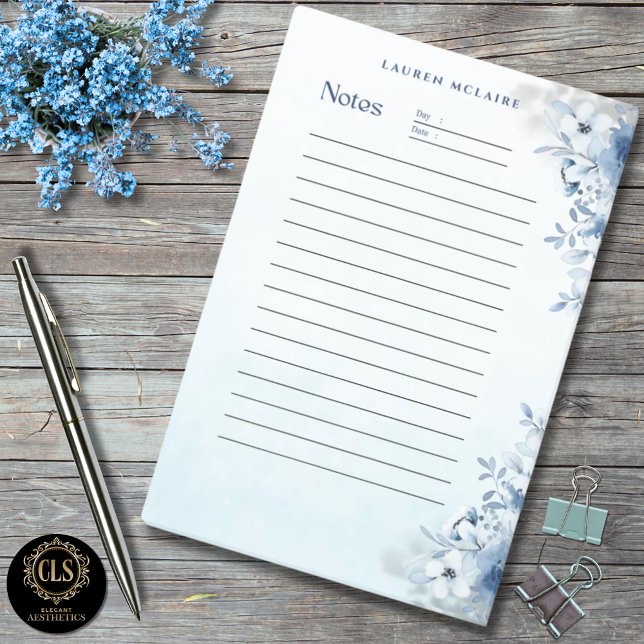 Bloco De Notas Notas Adhesivas Personalizadas Elegantes Flores Az (Criador carregado)