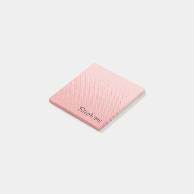 Bloco De Notas Notas Adhesivas Personalizadas Rosa Pálido Script (Inclinado)