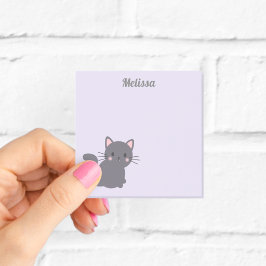 Bloco De Notas Notas Adhesivas Roxas Gatinho Cinza Kawaii
