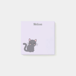 Bloco De Notas Notas Adhesivas Roxas Gatinho Cinza Kawaii