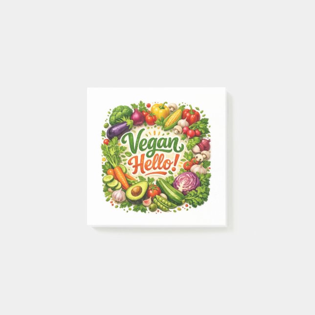 Bloco De Notas Notas Adhesivas Vegan Hello (Frente)