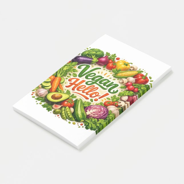 Bloco De Notas Notas Adhesivas Vegan Hello (Inclinado)