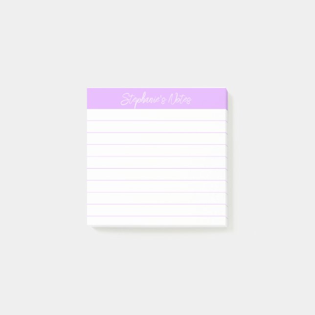 Bloco De Notas Notas Clássicas de Script Linha Lavanda Clara (Frente)