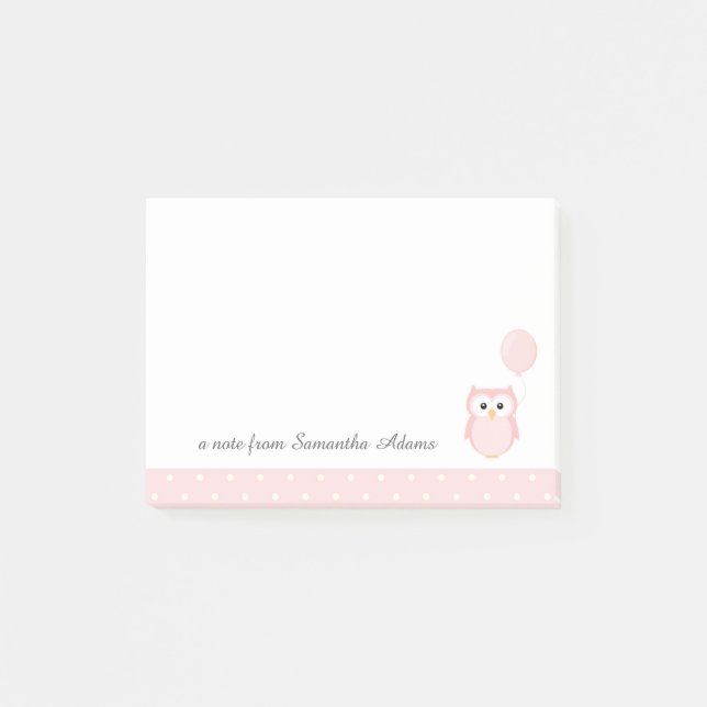 Bloco De Notas Notas cor-de-rosa bonitos da coruja (Frente)