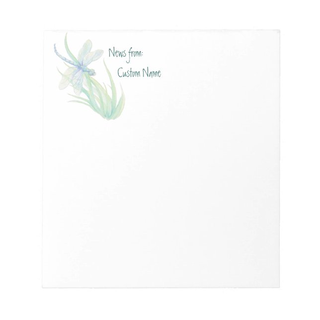 Bloco De Notas Notas Da Arte De Dragonfly Azul (Frente)