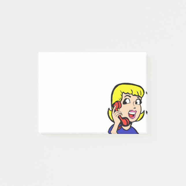 Bloco De Notas Notas da banda desenhada da menina de telefone (Frente)