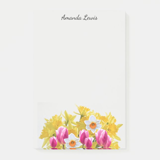 Bloco De Notas Notas da Flor Amarela Personalizada (Frente)