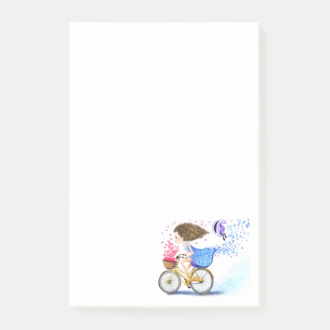 Bloco De Notas Notas da garota com bike Post-it® (Frente)