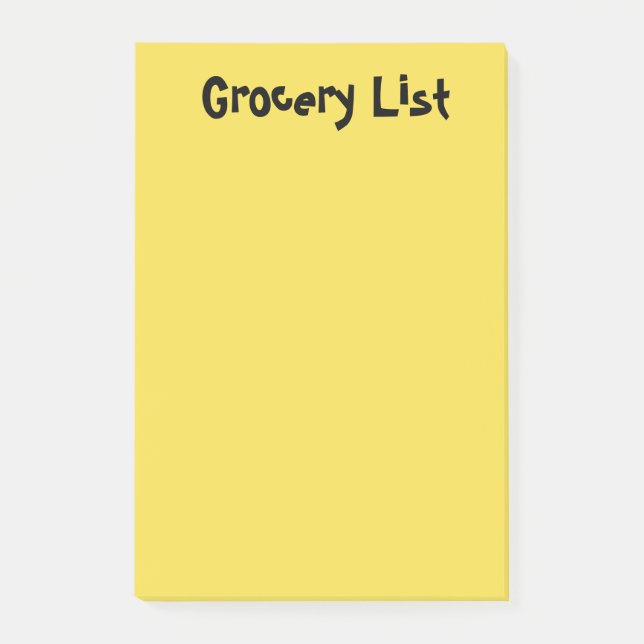 Bloco De Notas Notas da Grocería List Yellow Sticky (Frente)