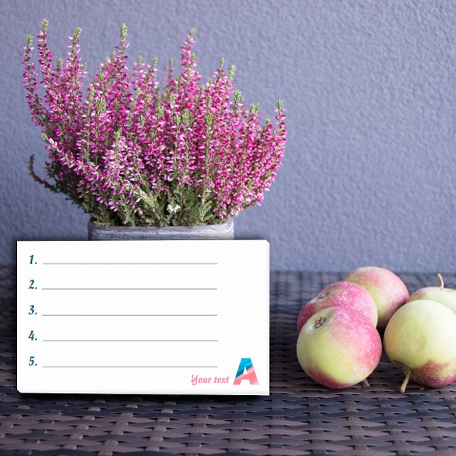 Bloco De Notas Notas da letra A do coral azul monograma (Criador carregado)